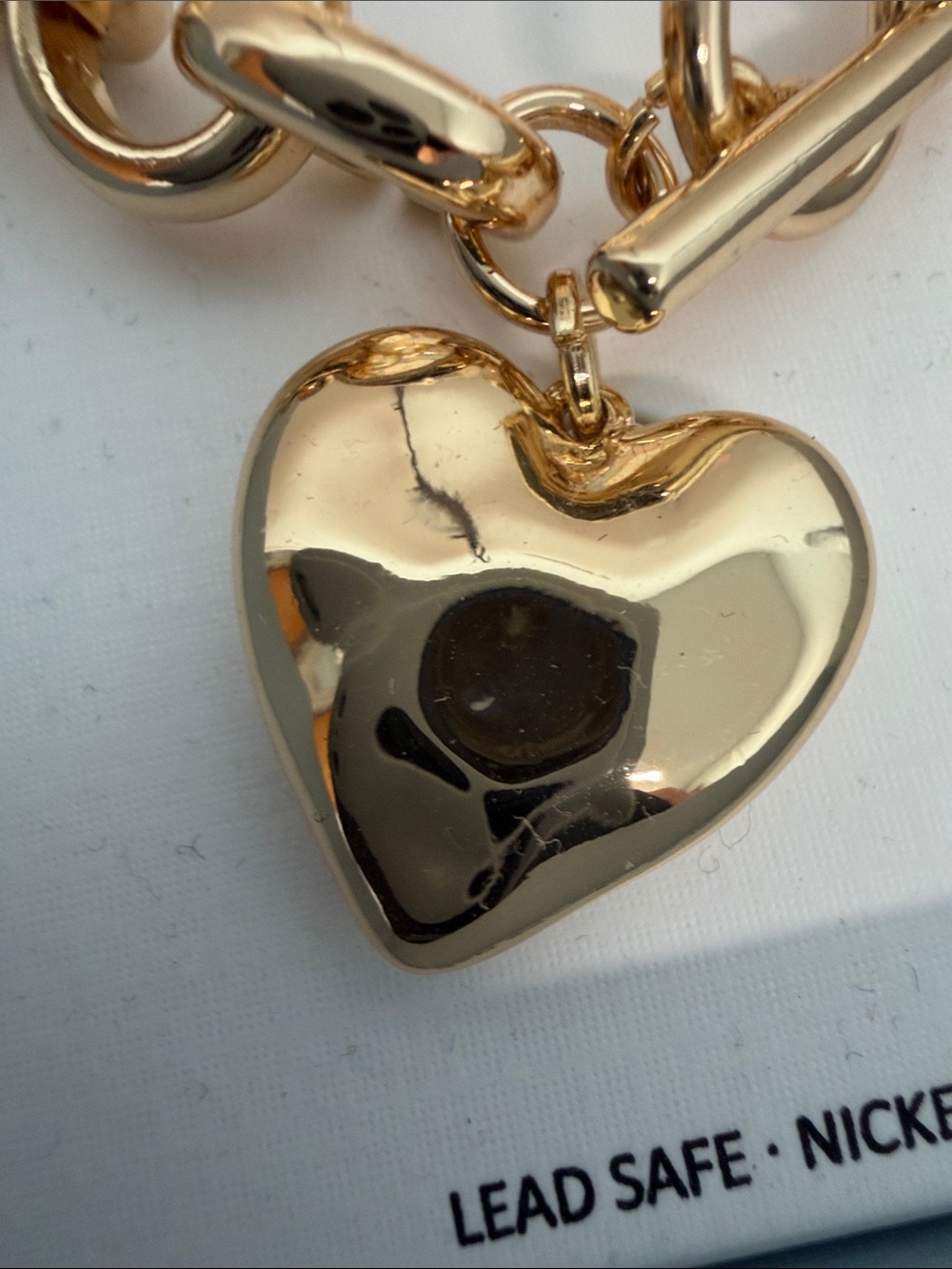 House of Harlow 1960 | Gold Chunky Link Toggle Bracelet w/ Heart Charm - Picture 6 of 9